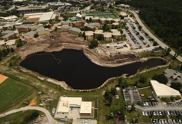 Academic Village Expansion, aaerial view of construction